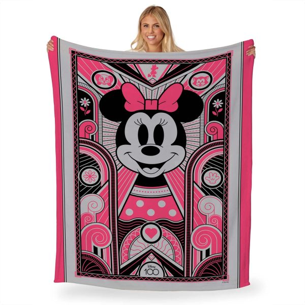 Disney D100 Art Deco Minnie Silk Touch Throw Blanket 60x80 Inches Discount