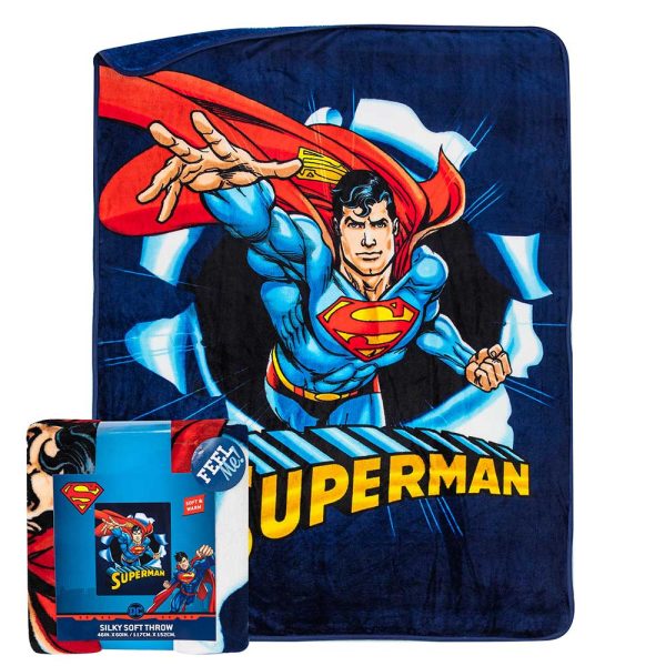 Warner Bros. Superman Hero Burst Micro Raschel Throw Blanket 46x60 Inches Fashion