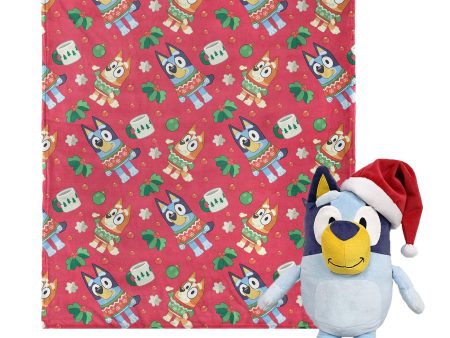 Bluey Festive Sweaters Character Hugger Pillow & Silk Touch Throw Blanket Set 40x50 Inches Fashion