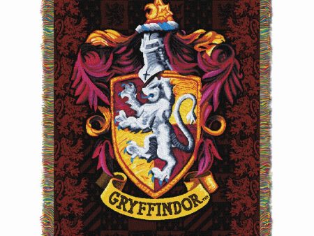 Warner Bros. Harry Potter Gryffindor Shield Woven Tapestry Throw Blanket 48x60 Inches Online Sale