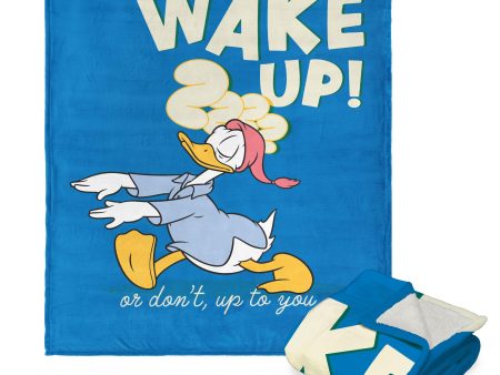 Disney Donald Duck Wake Up Silk Touch Sherpa Throw Blanket 50x60 Inches on Sale