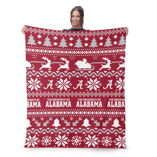 Alabama Crimson Tide NCAA Xmas Time Silk Touch Throw Blanket 50X60 Inches Cheap