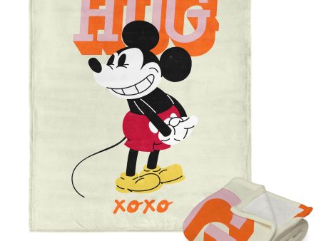 Disney Mickey Mouse XOXO Mickey Silk Touch Sherpa Throw Blanket 50x60 Inches Cheap