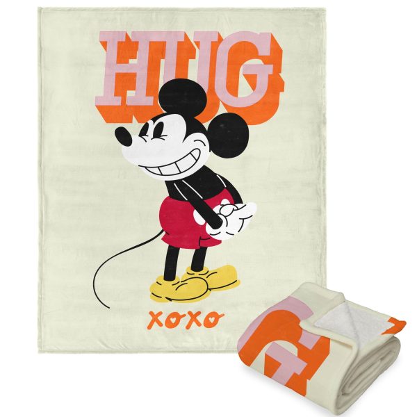 Disney Mickey Mouse XOXO Mickey Silk Touch Sherpa Throw Blanket 50x60 Inches Cheap