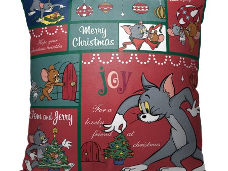 Warner Bros. Tom And Jerry Christmas Compliation Throw Pillow 18x18 Inches Sale