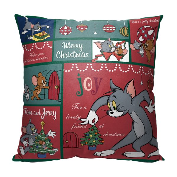 Warner Bros. Tom And Jerry Christmas Compliation Throw Pillow 18x18 Inches Sale