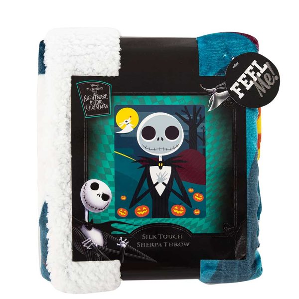 Disney Nightmare Before Christmas Night Stroll Silk Touch Sherpa Throw Blanket 40x50 Inches Cheap