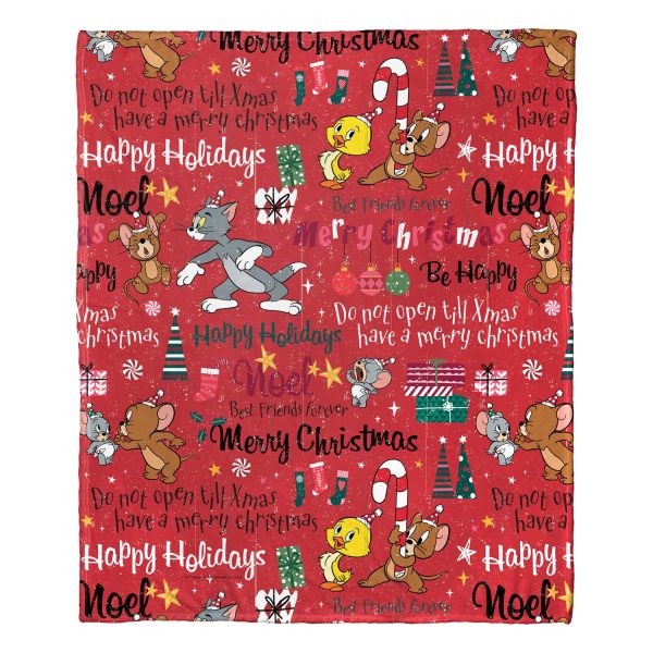 Warner Bros. Tom And Jerry Festive Cheer Silk Touch Throw Blanket 50x60 Inches Hot on Sale