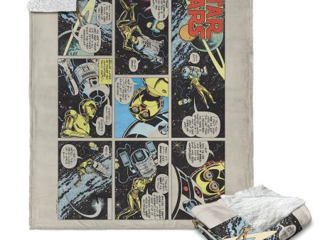 Disney Star Wars Classic Comic Books R2-D2 & C-3PO Silk Touch Sherpa Throw Blanket 50X60 Inches Sale