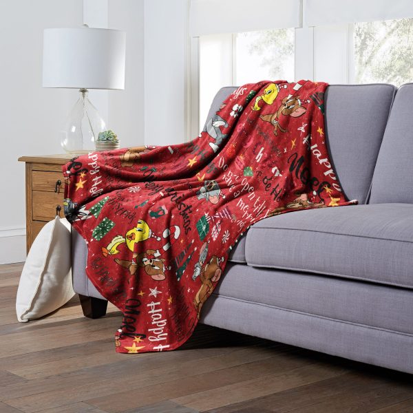 Warner Bros. Tom And Jerry Festive Cheer Silk Touch Throw Blanket 50x60 Inches Hot on Sale