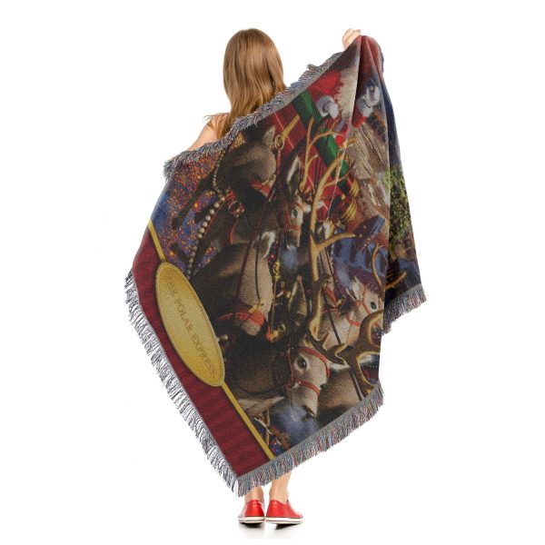 Warner Bros. Polar Express Santa Flight Woven Tapestry Throw Blanket 48x60 Inches Fashion