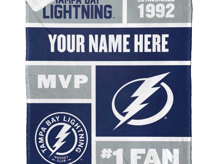 NHL Tampa Bay Lightning Colorblock Personalized Silk Touch Sherpa Throw Blanket 50x60 Inches Hot on Sale