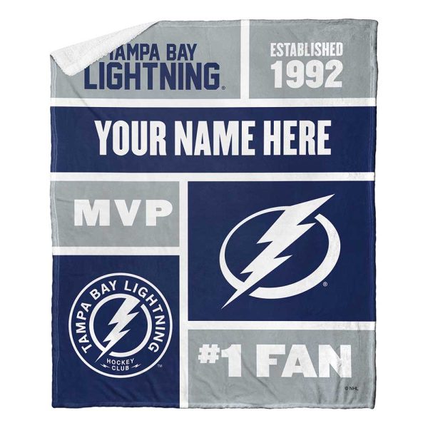 NHL Tampa Bay Lightning Colorblock Personalized Silk Touch Sherpa Throw Blanket 50x60 Inches Hot on Sale