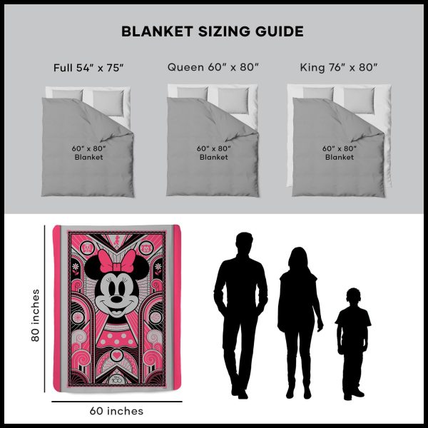 Disney D100 Art Deco Minnie Mink Sherpa Throw Blanket 60x80 Inches Online now