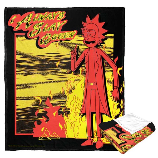 Warner Bros. Rick and Morty Slay Queen Silk Touch Throw Blanket 50x60 Inches For Discount