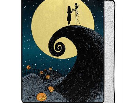 Disney Nightmare Before Christmas Starry Night Silk Touch Sherpa Throw Blanket Twin Size 60x80 Inches on Sale