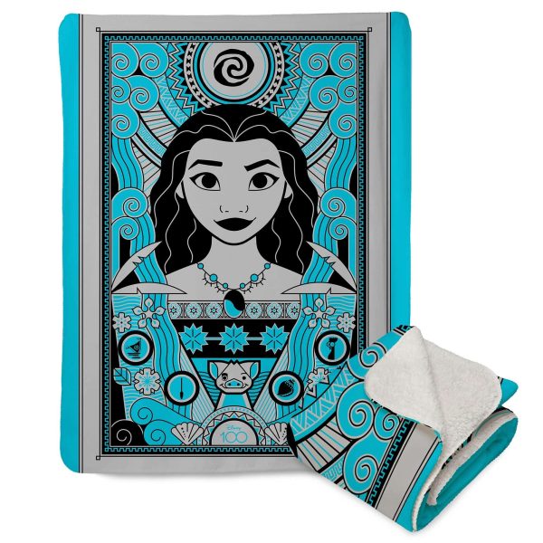 Disney D100 Art Deco Moana Mink Sherpa Throw Blanket 60x80 Inches Online