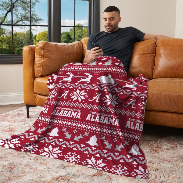 Alabama Crimson Tide NCAA Xmas Time Silk Touch Throw Blanket 50X60 Inches Cheap