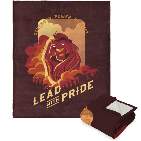 Disney Lion King Lead With Pride Silk Touch Sherpa Throw Blanket 50x60 Inches Cheap