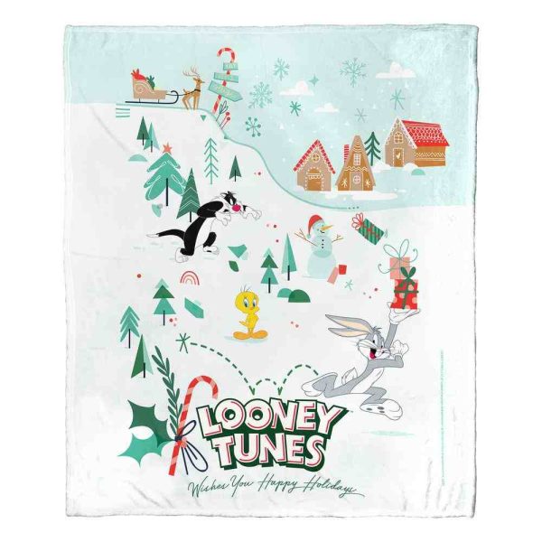 Warner Bros. Looney Tunes Looney Holidays Silk Touch Throw Blanket 50x60 Inches Cheap