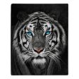 White Tiger Stare Wilderness Raschel Throw Blanket 50x60 Inches on Sale