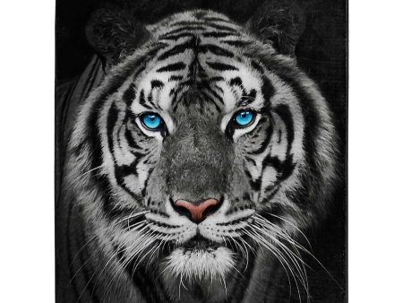 White Tiger Stare Wilderness Raschel Throw Blanket 50x60 Inches on Sale