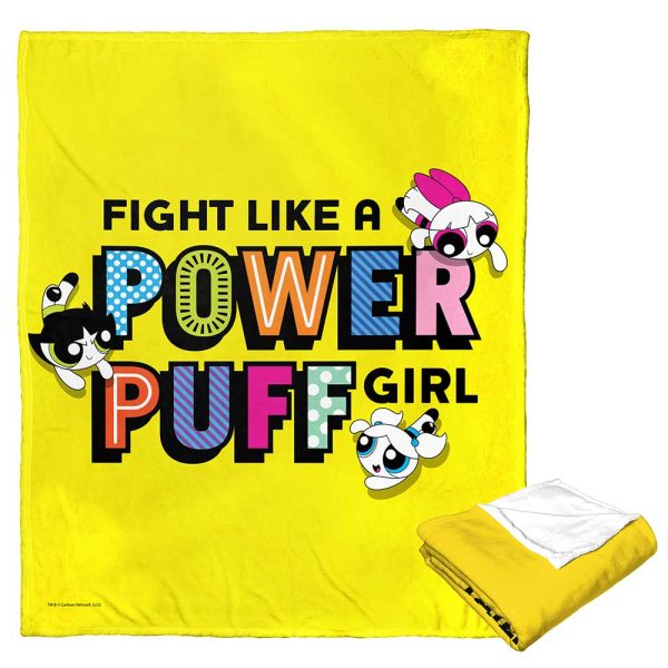 Cartoon Network Powerpuff Girls Fight Like A Powerpuff Silk Touch Throw Blanket 50x60 Inches Hot on Sale