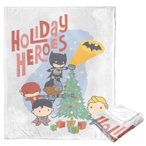 Warner Bros. Justice League Holiday Heroes Silk Touch Throw Blanket 50x60 Inches Hot on Sale