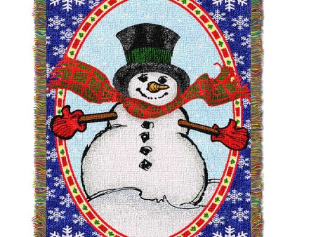 Bright Happy Snowman Holiday Tapestry Throw Blanket 48x60 Inches Online now