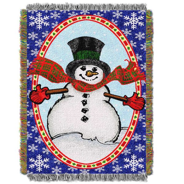 Bright Happy Snowman Holiday Tapestry Throw Blanket 48x60 Inches Online now