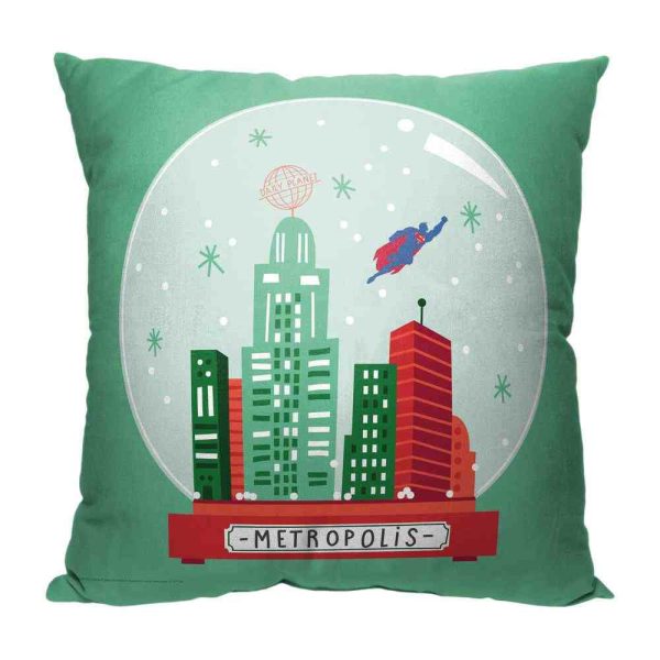 Warner Bros. Justice League Metropolis Globe Throw Pillow 18x18 Inches Supply