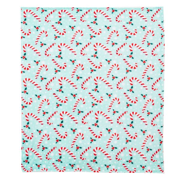 Candy Cane Snowflakes Silk Touch Throw Blanket 50x60 Inches Hot on Sale