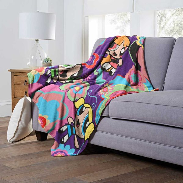 Cartoon Network Powerpuff Girls Flower Exploosion Silk Touch Throw Blanket 50x60 Inches Hot on Sale