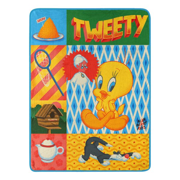 Warner Bros. Looney Tunes Artsy Tweety Micro Raschel Throw Blanket 46x60 Inches Fashion