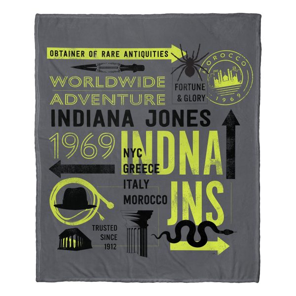 Disney Indiana Jones Dial Of Destiny Worldwide Adventurer Silk Touch Throw Blanket 50x60 Inches Online Sale