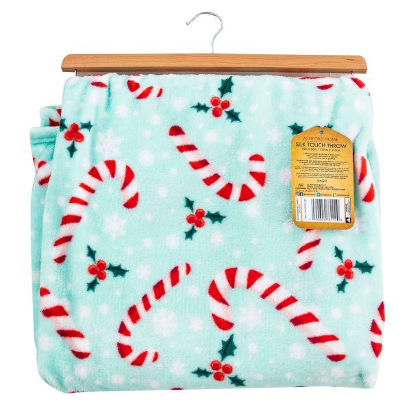 Candy Cane Snowflakes Silk Touch Throw Blanket 50x60 Inches Hot on Sale