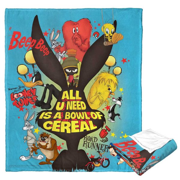 Warner Bros. Looney Tunes Bowl Of Cereal Silk Touch Throw Blanket 50x60 Inches Sale