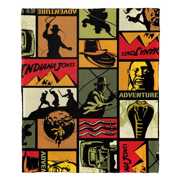 Disney Indiana Jones Adventure Pattern Silk Touch Throw Blanket 50x60 Inches Sale