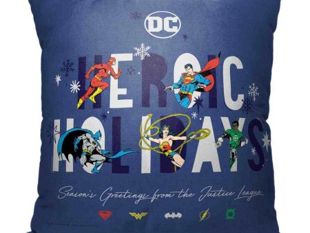 Warner Bros. Justice League Heroic Holidays Throw Pillow 18x18 Inches For Sale