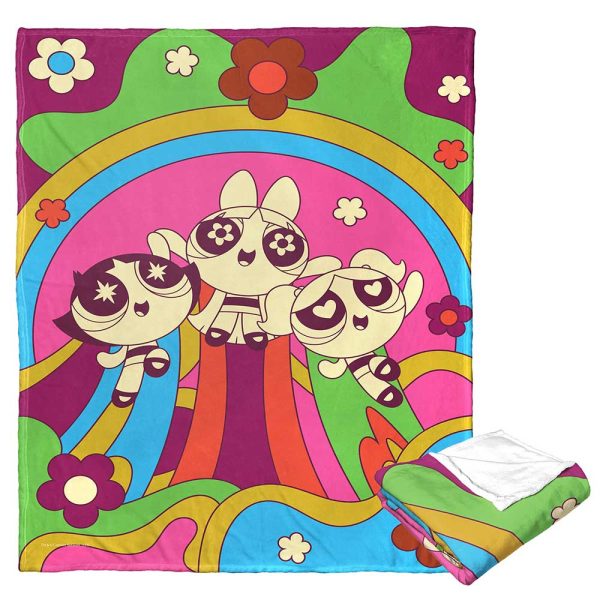 Cartoon Network Powerpuff Girls 70S Style Puffs Silk Touch Throw Blanket 50x60 Inches Hot on Sale