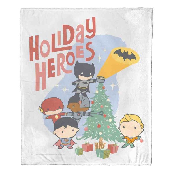 Warner Bros. Justice League Holiday Heroes Silk Touch Throw Blanket 50x60 Inches Hot on Sale