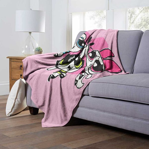 Cartoon Network Powerpuff Girls Power Puff Together Silk Touch Throw Blanket 50x60 Inches For Sale