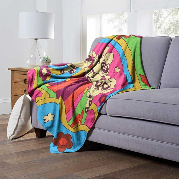 Cartoon Network Powerpuff Girls 70S Style Puffs Silk Touch Throw Blanket 50x60 Inches Hot on Sale