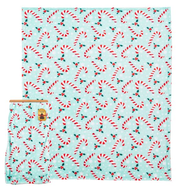 Candy Cane Snowflakes Silk Touch Throw Blanket 50x60 Inches Hot on Sale