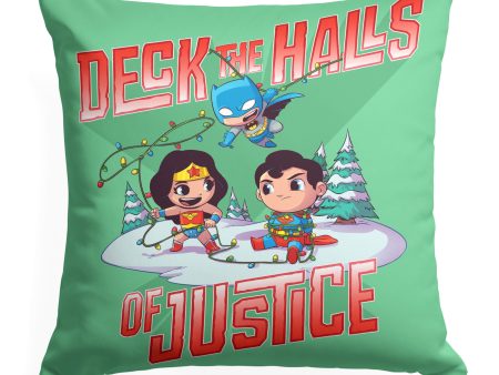 Warner Bros. Justice League Deck the Halls of Justice Throw Pillow 18x18 Inches Online Hot Sale