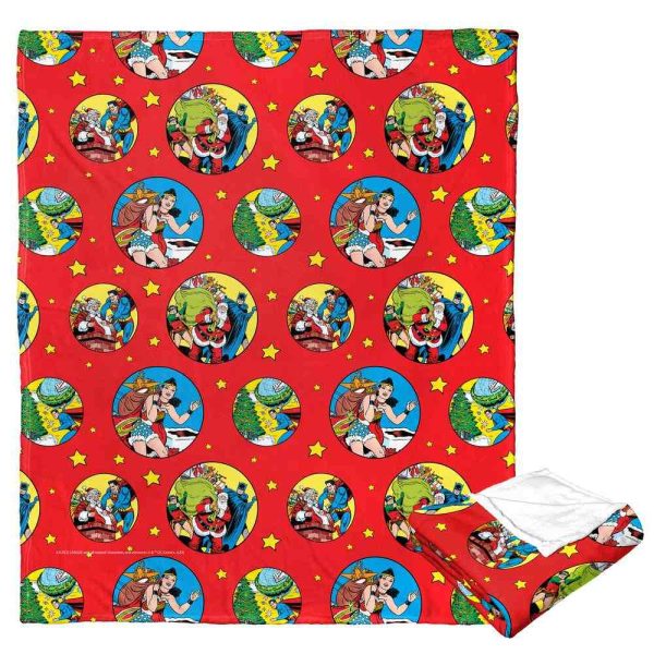 Warner Bros. Justice League Heroic Holiday Helpers Silk Touch Throw Blanket 50x60 Inches Fashion